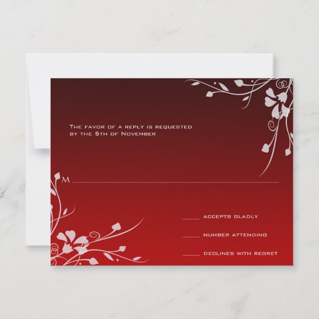 White Swirl Red and Black RSVP Cards (Back)