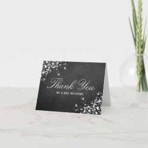 White Swirls On Chalkboard Wedding Thank You