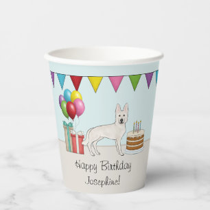 White Swiss German Shepherd Dog Colourful Birthday Paper Cups
