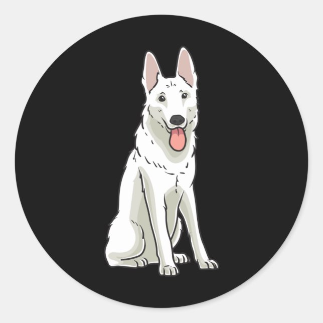 White Swiss Shepherd Classic Round Sticker (Front)