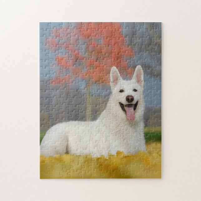 White Swiss Shepherd Dog Photo - Cute Furry Friend Jigsaw Puzzle (Vertical)