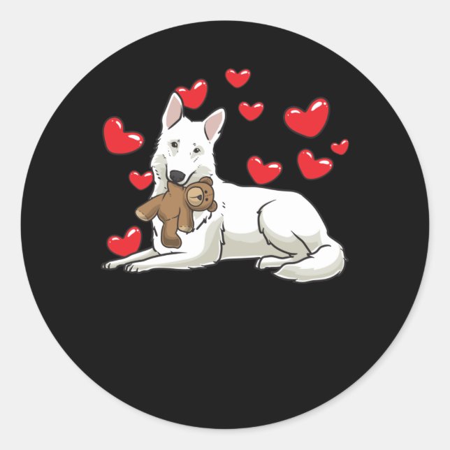 White Swiss Shepherd Gift Classic Round Sticker (Front)