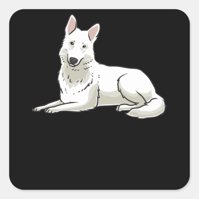 White Swiss Shepherd Square Sticker (Front)