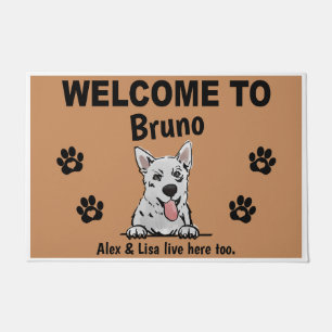 White Swiss Shepherd Welcome Personalized Custom Doormat