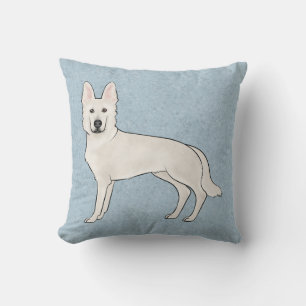 White Swiss Shepherd White GSD Cartoon Dog Blue Cushion