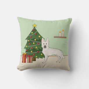 White Swiss Shepherd White GSD Christmas Tree Cushion