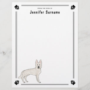 White Swiss Shepherd White GSD Cute Cartoon Dog Custom Letterhead