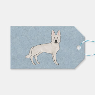 White Swiss Shepherd White GSD Cute Cartoon Dog Gift Tags