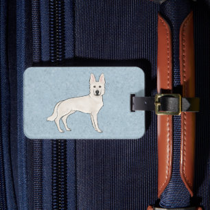 White Swiss Shepherd White GSD Cute Cartoon Dog Luggage Tag