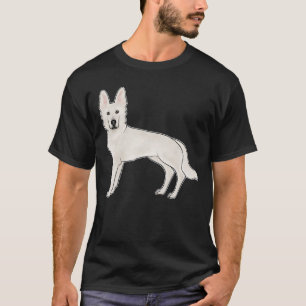 White Swiss Shepherd White GSD Cute Cartoon Dog T-Shirt