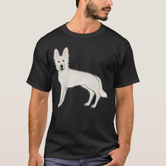 White Swiss Shepherd White GSD Cute Cartoon Dog T-Shirt (Front)