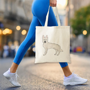 White Swiss Shepherd White GSD Cute Cartoon Dog Tote Bag