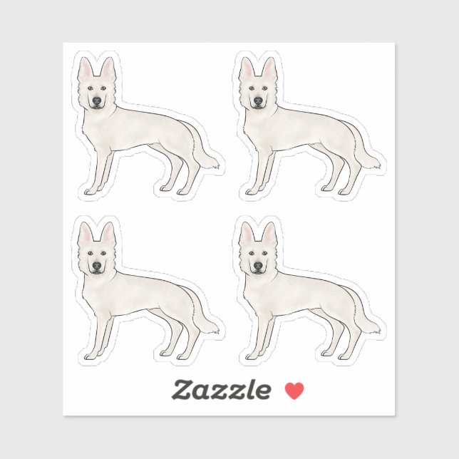 White Swiss Shepherd White GSD Cute Cartoon Dogs (Sheet)