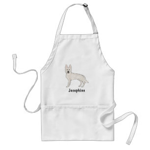 White Swiss Shepherd White GSD Cute Dog With Name Standard Apron