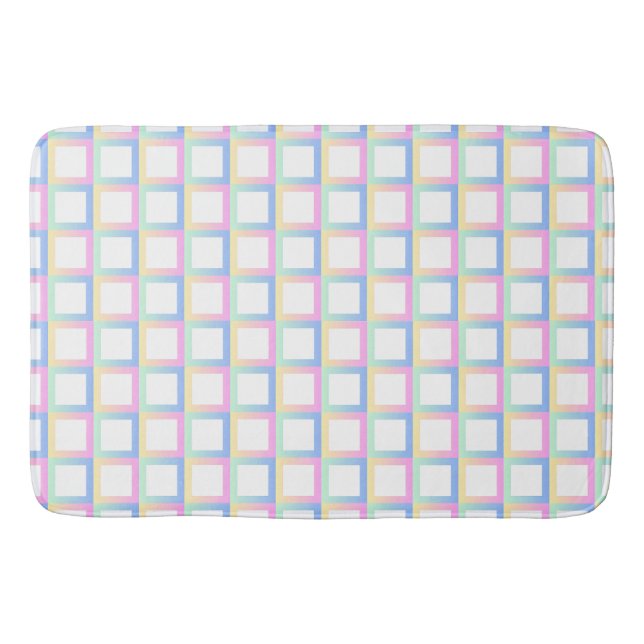 White Symmetric Chequered Gradient Pattern Frames Bath Mat (Front)