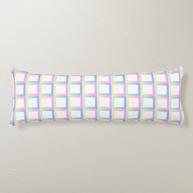 White Symmetric Chequered Gradient Pattern Frames Body Cushion (Front)