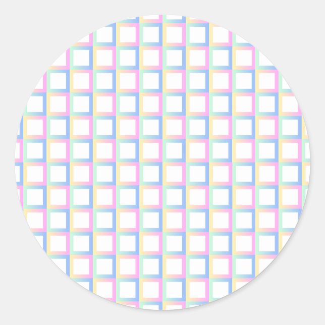 White Symmetric Chequered Gradient Pattern Frames Classic Round Sticker (Front)