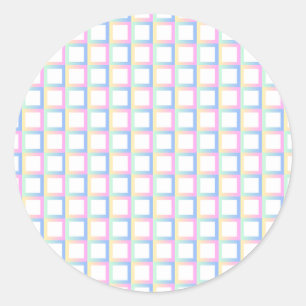 White Symmetric Chequered Gradient Pattern Frames Classic Round Sticker