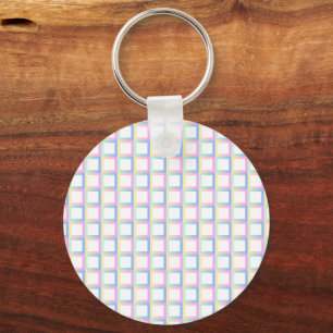 White Symmetric Chequered Gradient Pattern Frames Key Ring