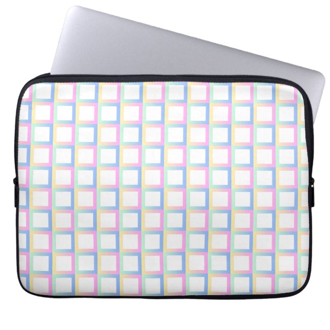 White Symmetric Chequered Gradient Pattern Frames Laptop Sleeve (Front)
