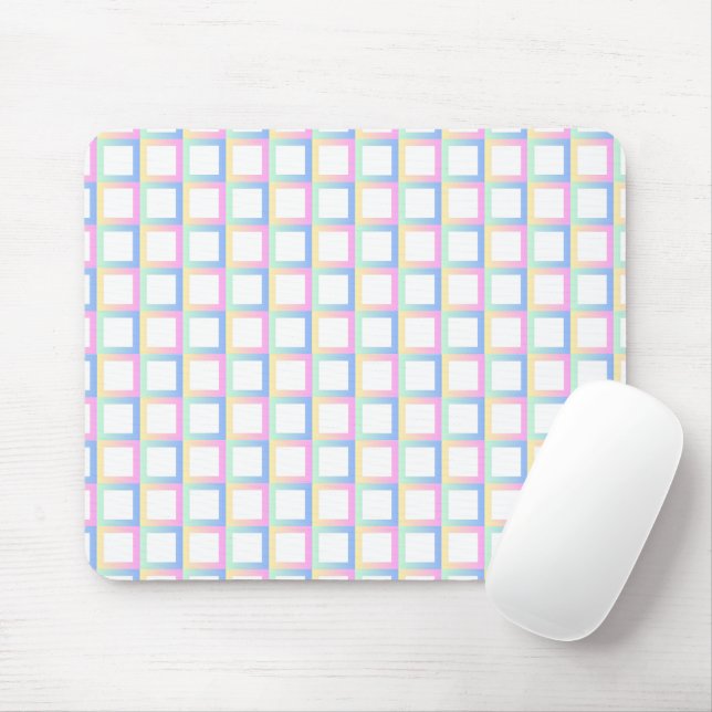 White Symmetric Chequered Gradient Pattern Frames Mouse Mat (With Mouse)