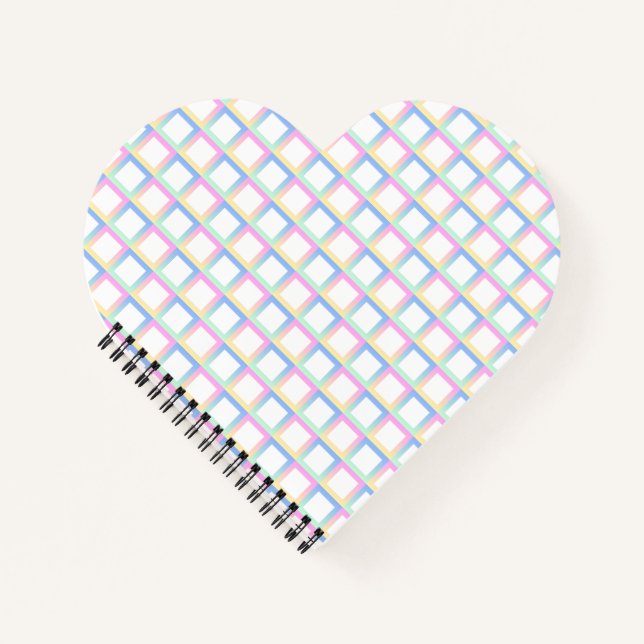 White Symmetric Chequered Gradient Pattern Frames Notebook (Front)