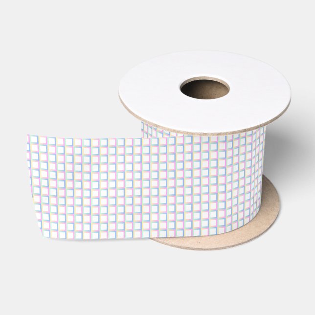 White Symmetric Chequered Gradient Pattern Frames Satin Ribbon (Spool)