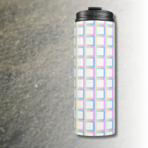 White Symmetric Chequered Gradient Pattern Frames Thermal Tumbler