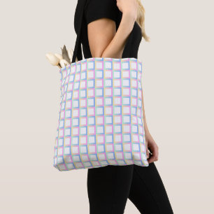 White Symmetric Chequered Gradient Pattern Frames Tote Bag