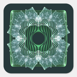 White symmetric fractal design square sticker