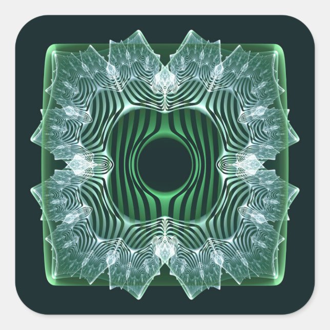White symmetric fractal design square sticker (Front)