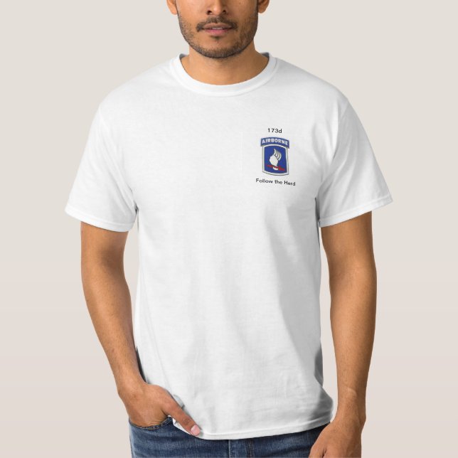 white t-shirt 173d airborne follow the herd (Front)