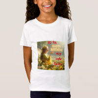 White T-shirt Fantasy Illustration Unicorn Fairy E