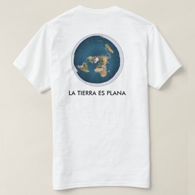white T-shirt map flat earth (Design Back)