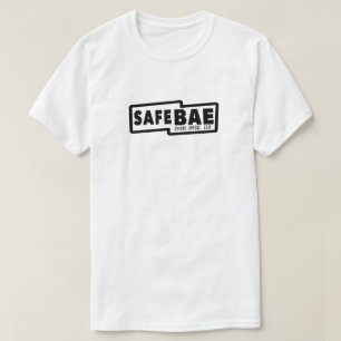 White t-shirt with black logo