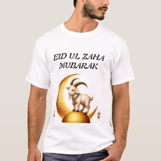 White T shirt with Eid mubarak design 