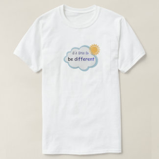 White T-shirt with text mentioned on it.