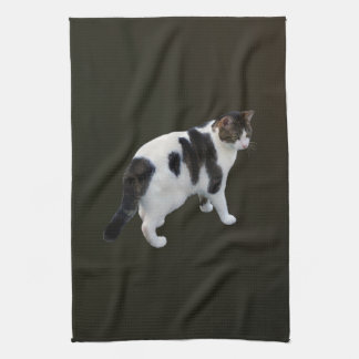 White Tabby With Dark Patches Tea Towel