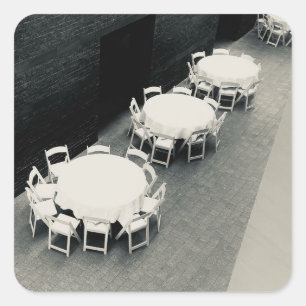 White Tables & Chairs Square Sticker