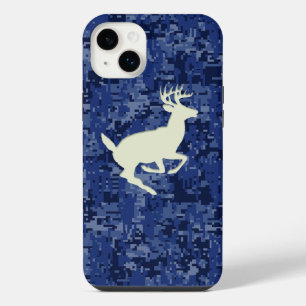 White Tail Buck on Navy Camo Background iPhone 14 Plus Case
