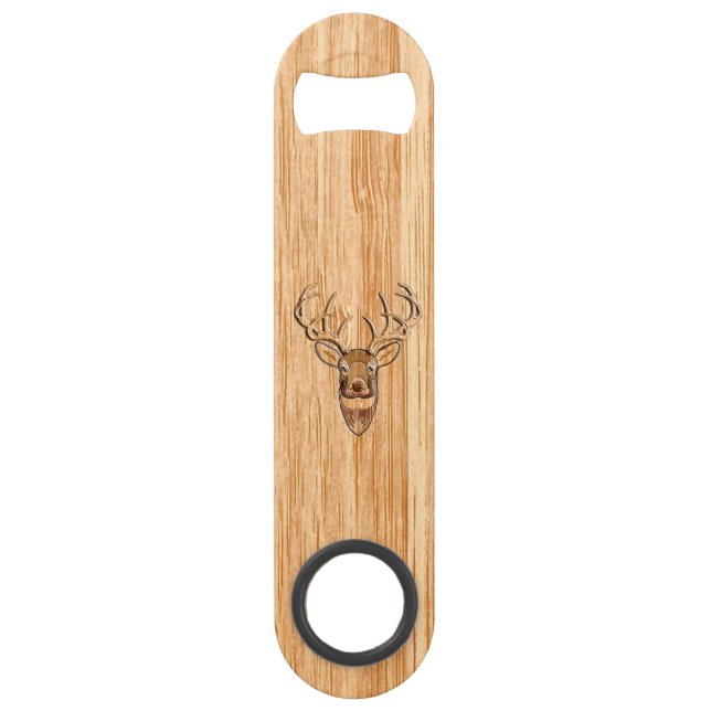 White Tail Deer Buck Wood Grain Style Design (Front)
