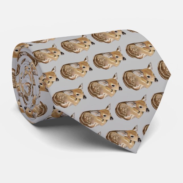 White Tail Deer Fawn Tie (Rolled)