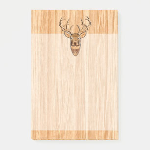 White Tail Deer Head Blonde Wood Grain Style Post-it Notes