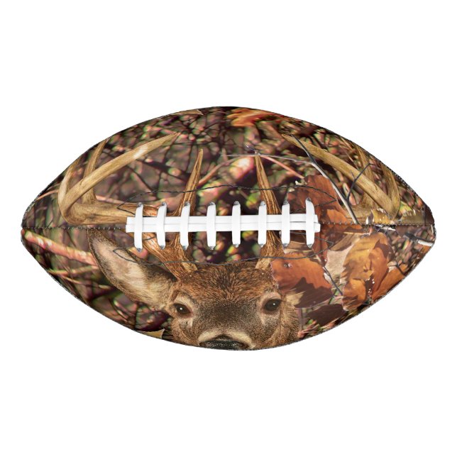 White Tail Deer Head Fall Energy Spirited on a American Football (Front)