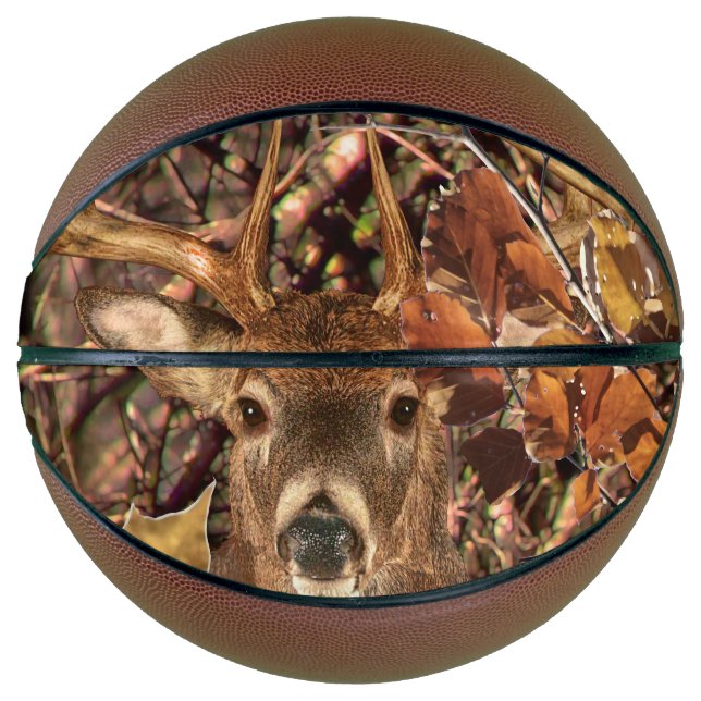 White Tail Deer Head Fall Energy Spirited on a Basketball (Front)