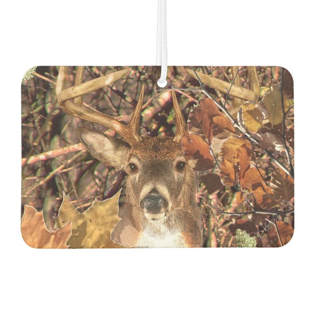 White Tail Deer Head Fall Energy Spirited on a Car Air Freshener (Front)