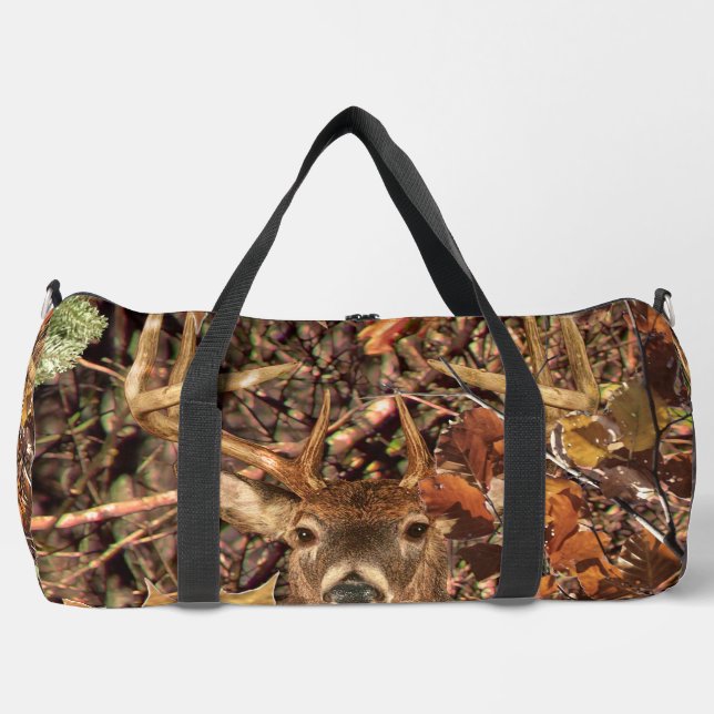 White Tail Deer Head Fall Energy Spirited on a Duffle Bag (Front)