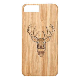 White Tail Deer Head Light Wood Grain Style iPhone 8 Plus/7 Plus Case