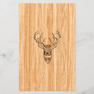 White Tail Deer Head Wood Grain Background Flyer