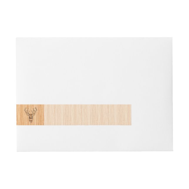 White Tail Deer Head Wood Grain Decor Wraparound Address Label (Front)